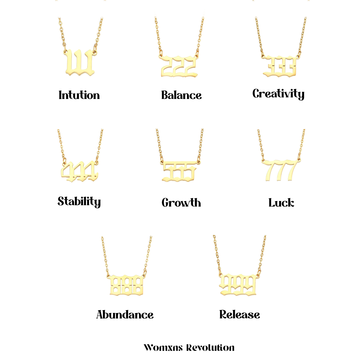 Angel Number Necklace Pendant 18k Gold Plated Stainless Steel Necklace