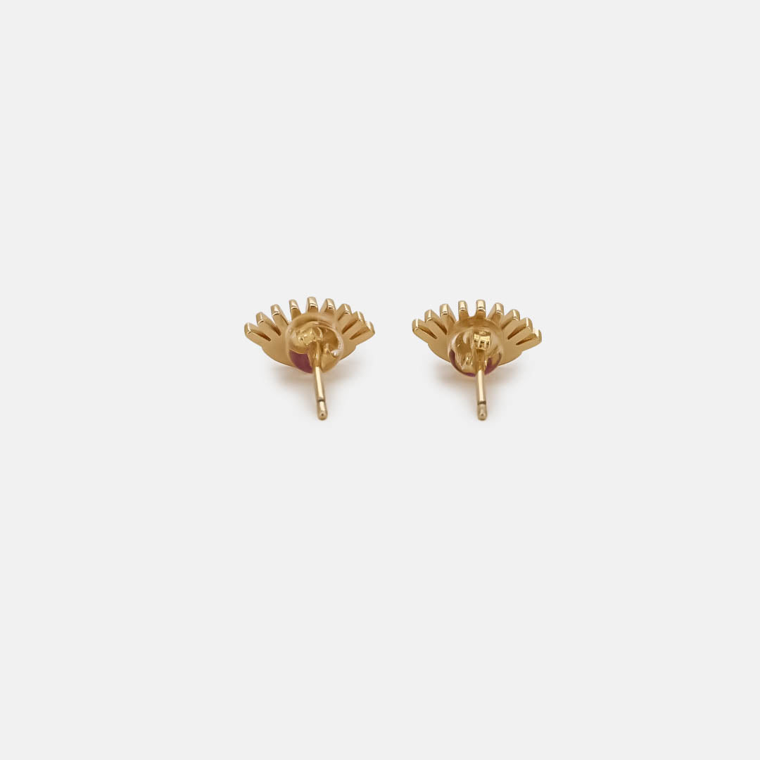 Ruby Eyes Gold Earrings