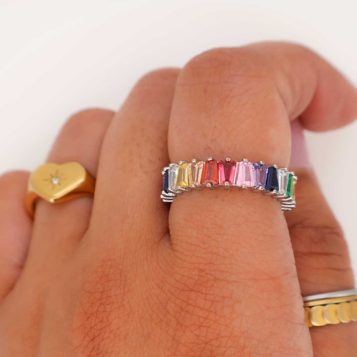 Rainbow Baguette Eternity Ring