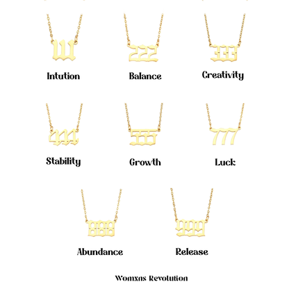 Angel Number Necklace Pendant 18k Gold Plated Stainless Steel Necklace