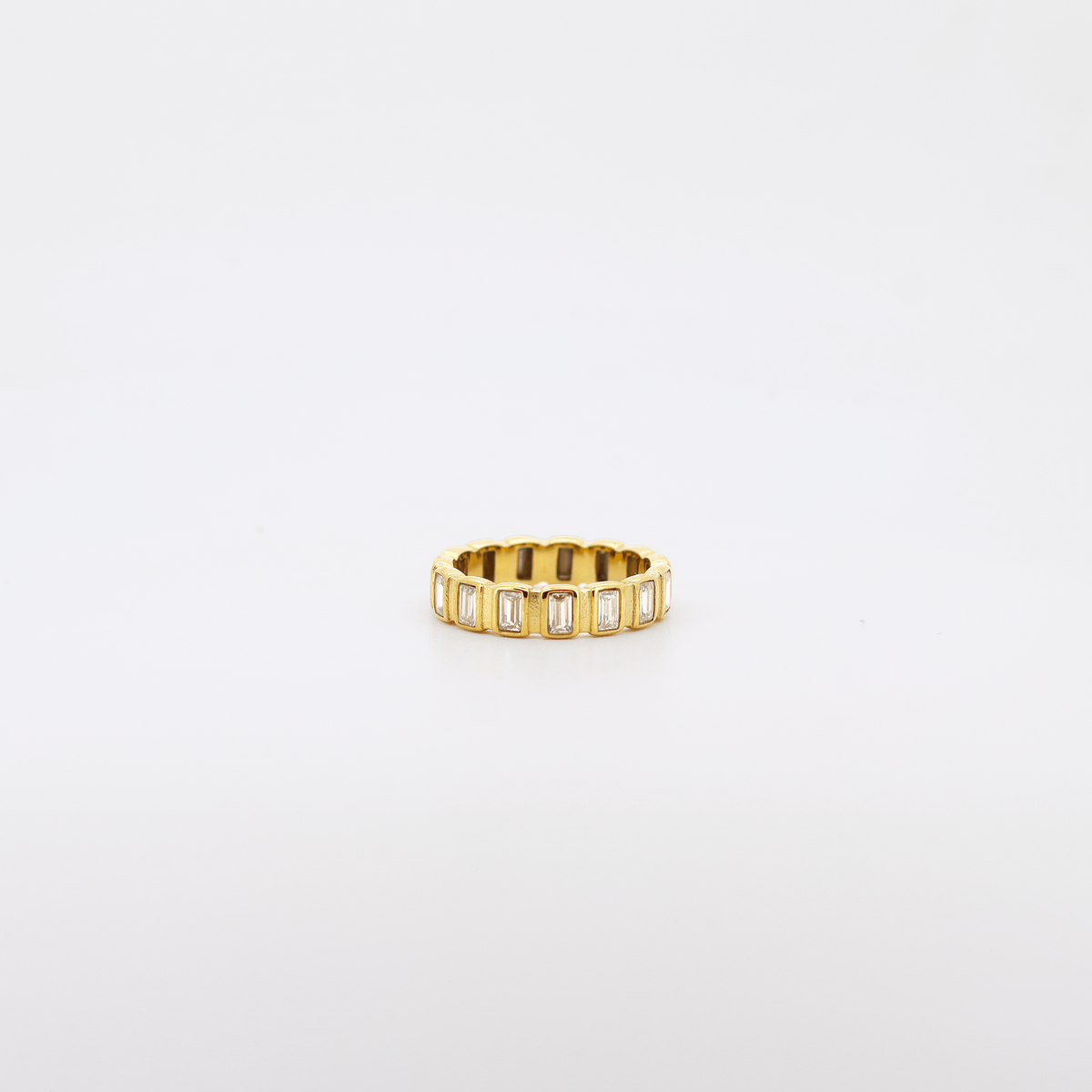 Gold baguette eternity band ring, alternate view
