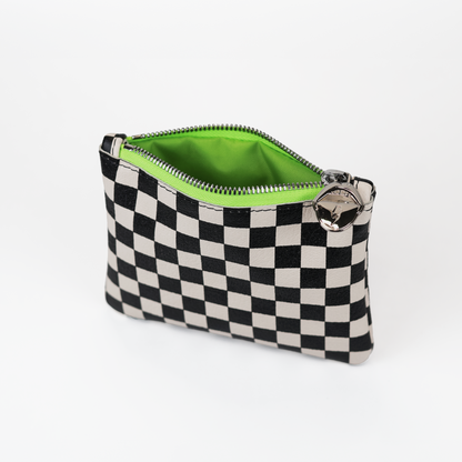 Checker Leather Coin Pouch