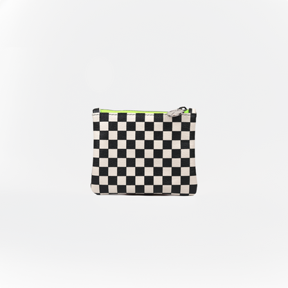 Checker Leather Coin Pouch