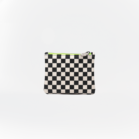 Checker Leather Coin Pouch
