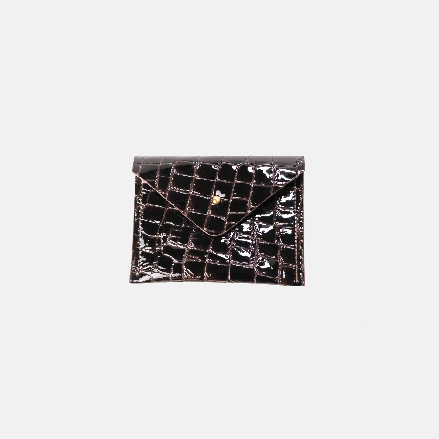 Evie Envelope Cardholder | Brown Croc Leather Wallet
