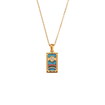 Tarot Pendent Stainless Steel Gold Dipped Necklace