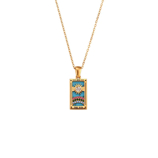 Tarot Pendent Stainless Steel Gold Dipped Necklace