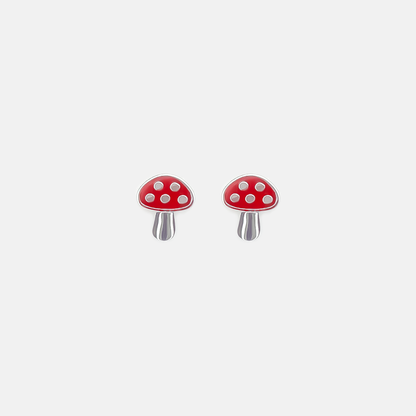 Mini Red Mushroom Earrings