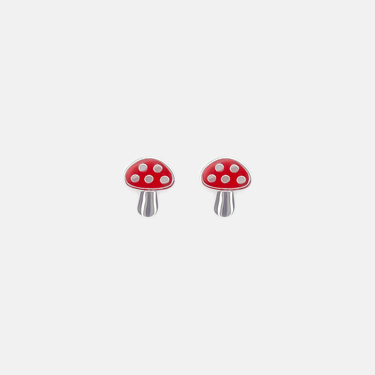 Mini Red Mushroom Earrings