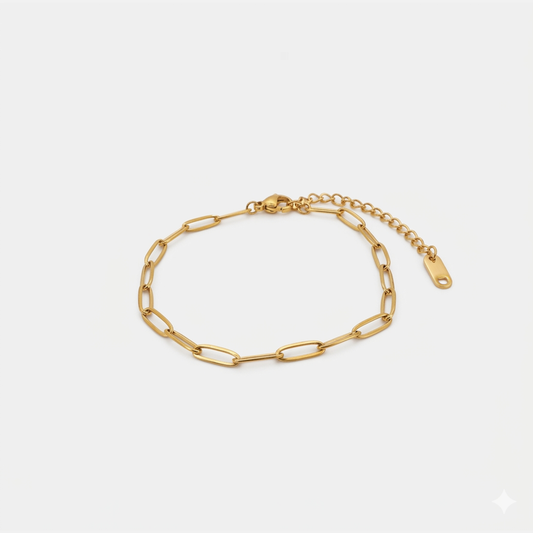 18K Gold Plated Paperclip Chain Bracelet