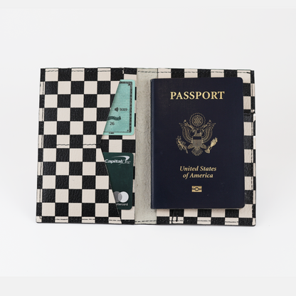 Checker Leather Passport Cover