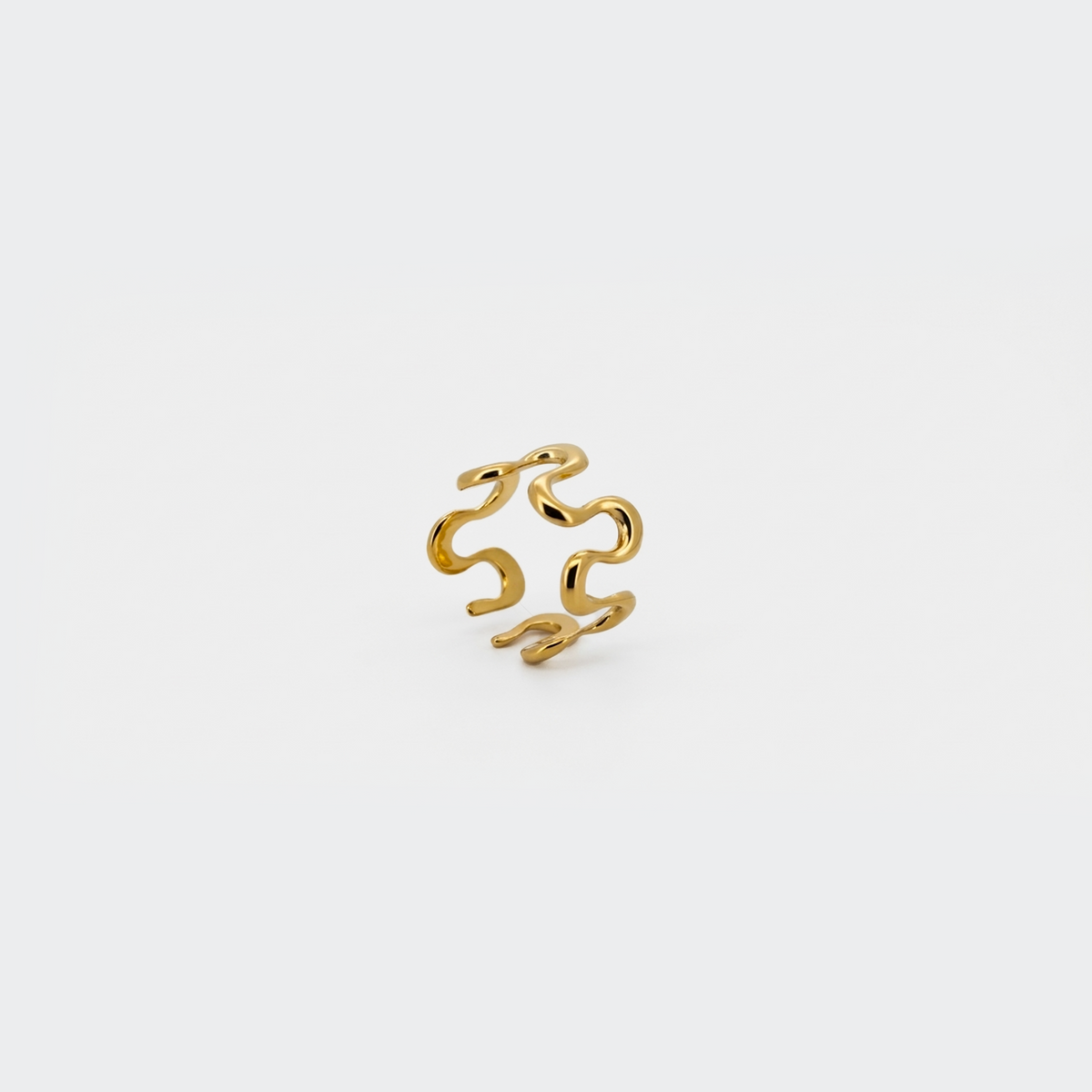 Gold wavy open double band ring