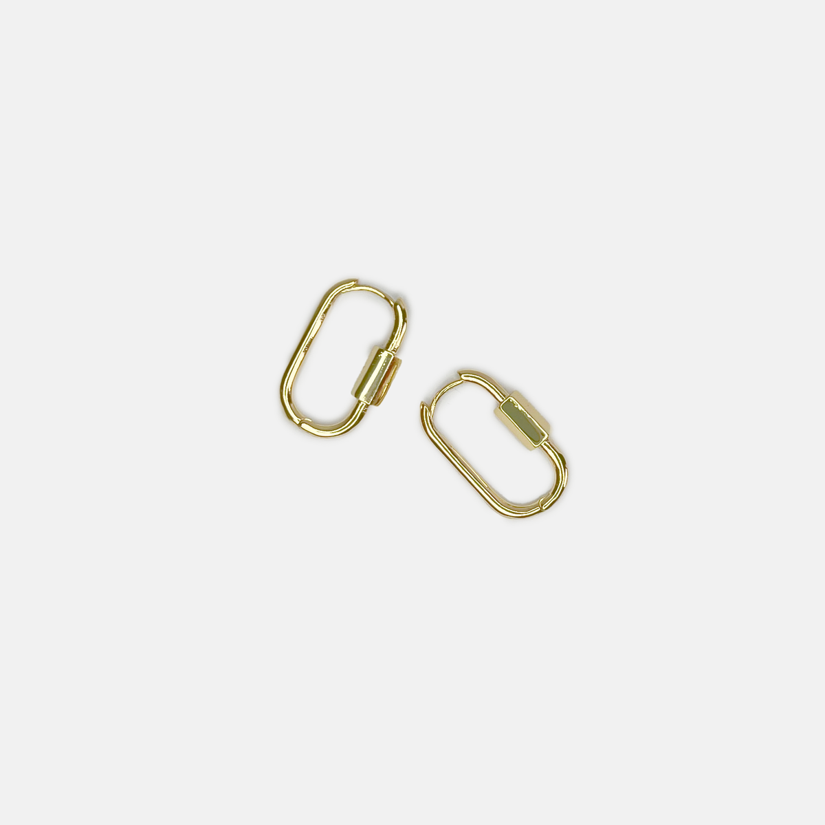 Pair of 14k gold-dipped carabiner-shaped hoop earrings