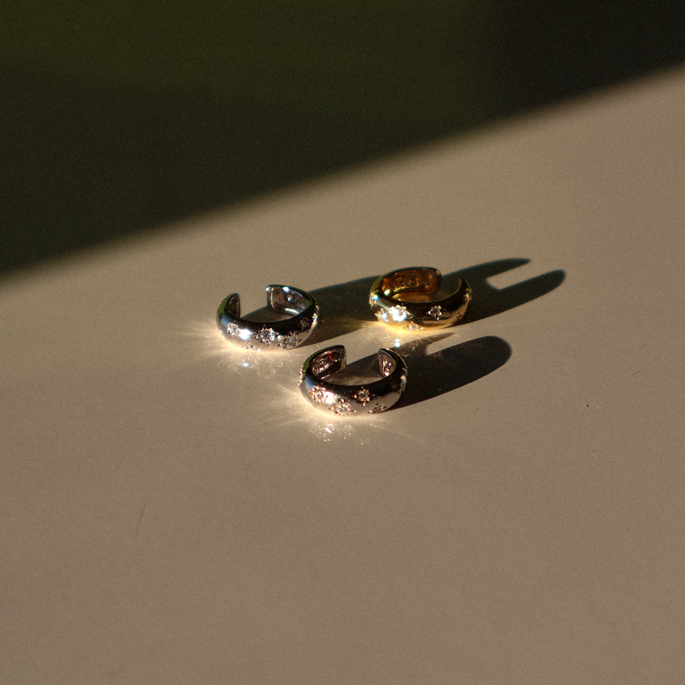 Sterling silver ear cuff with star details