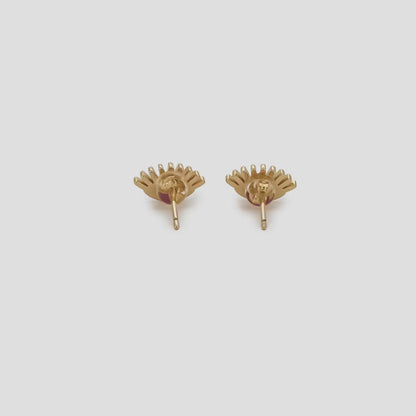 Ruby Eyes Gold Earrings
