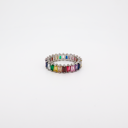 Rainbow Baguette Eternity Ring